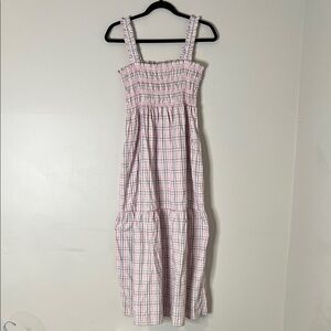 Pink Plaid Sleeveless Dress tiered ruched summer garden dress scrunch